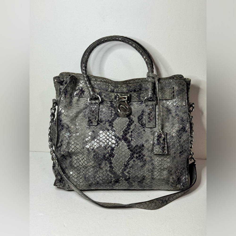 Michael Kors Large Hamilton Python-Print Leather … - image 1